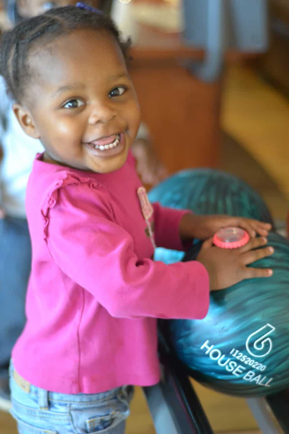 Tots can have fun at Pinstripes bowling alley too! 