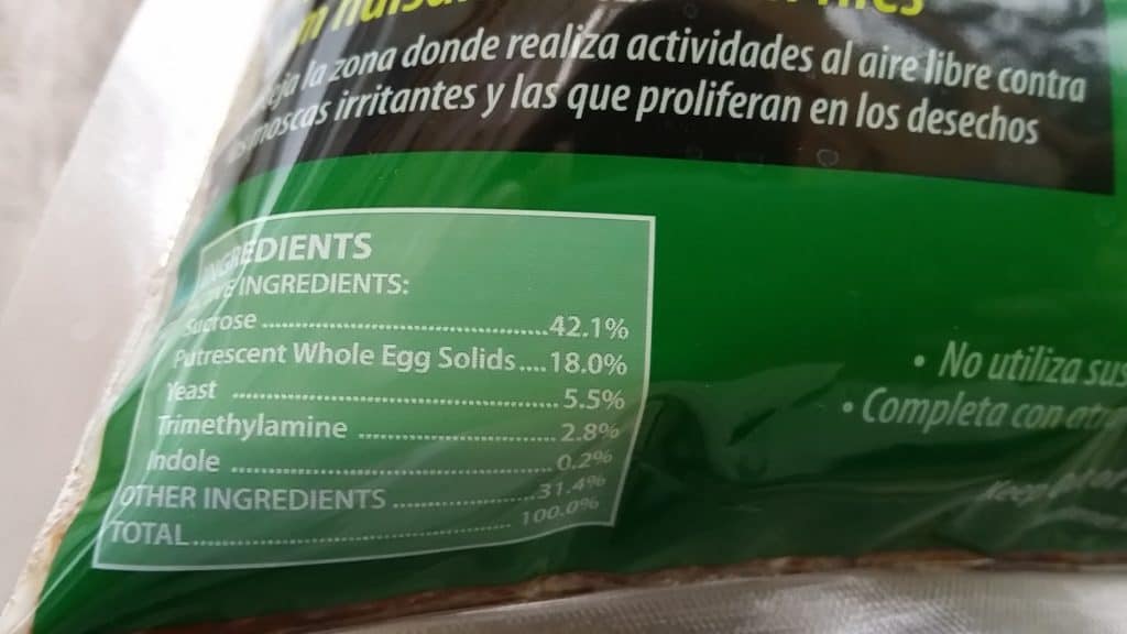The ingredients included in the Rescue Disposable Fly Trap