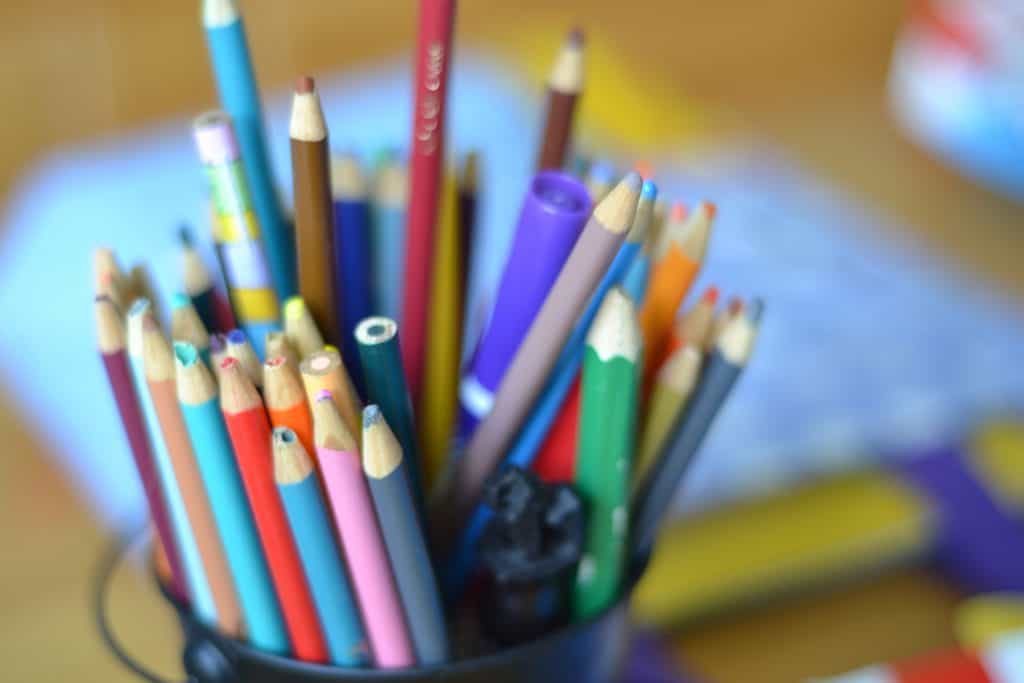 Color pencils ready to be used for books 