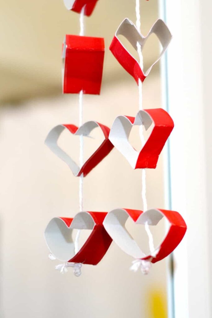 Toilet Tissue Roll Heart Garland 