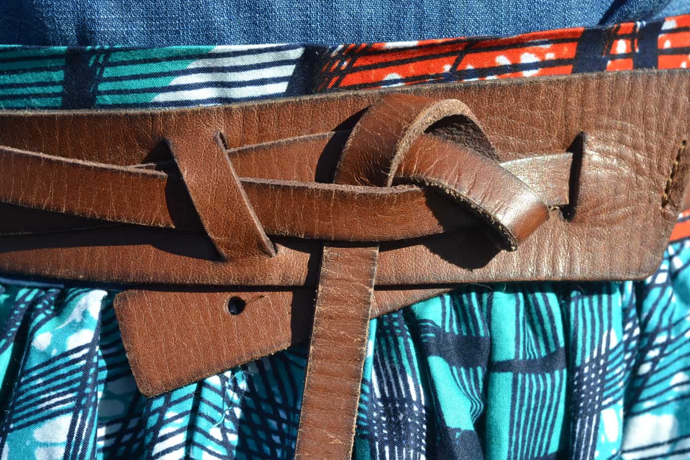 Ankara maxi skirt with chambray shirt 