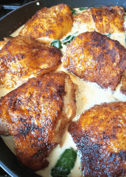 Lemon Cream Chicken is an easy weeknight dinner that doesn't cost much. One of the best ways to use chicken thighs! 
