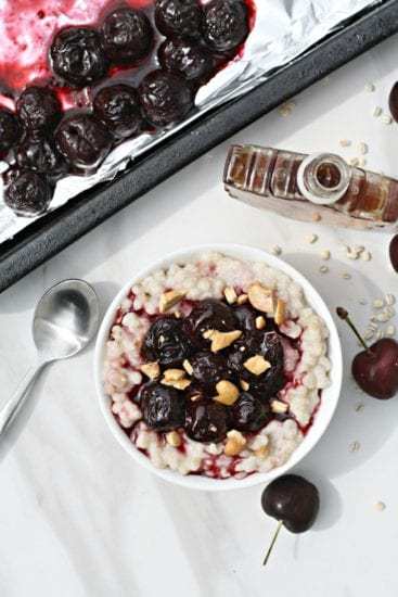Homestead Blog Hop Feature - Breakfast Barley with Maple Roasted Cherries