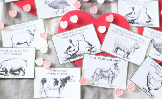 Homestead Blog Hop Feature - Cheesy Farm Valentines Free Printable