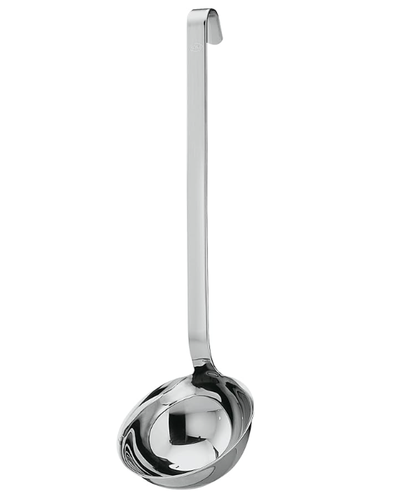 Rosle 10009 Stainless Steel Hooked Handle Ladle with Pouring Rim Serving Spoon