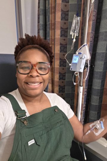 Black woman with MS receiving infusion therapy — Natasha Nicholes shares her multiple sclerosis diagnosis story on Houseful of Nicholes